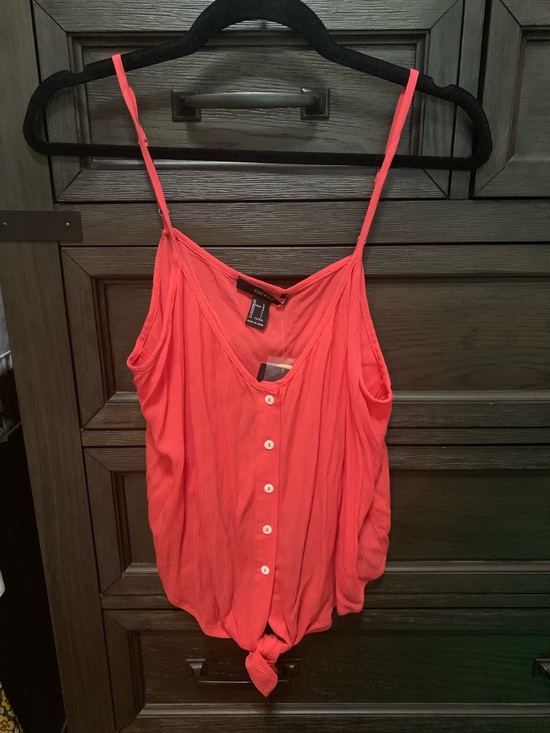 Forever 21 Tops - Forever 21 Coral Button-Front Tie-Hem Cami